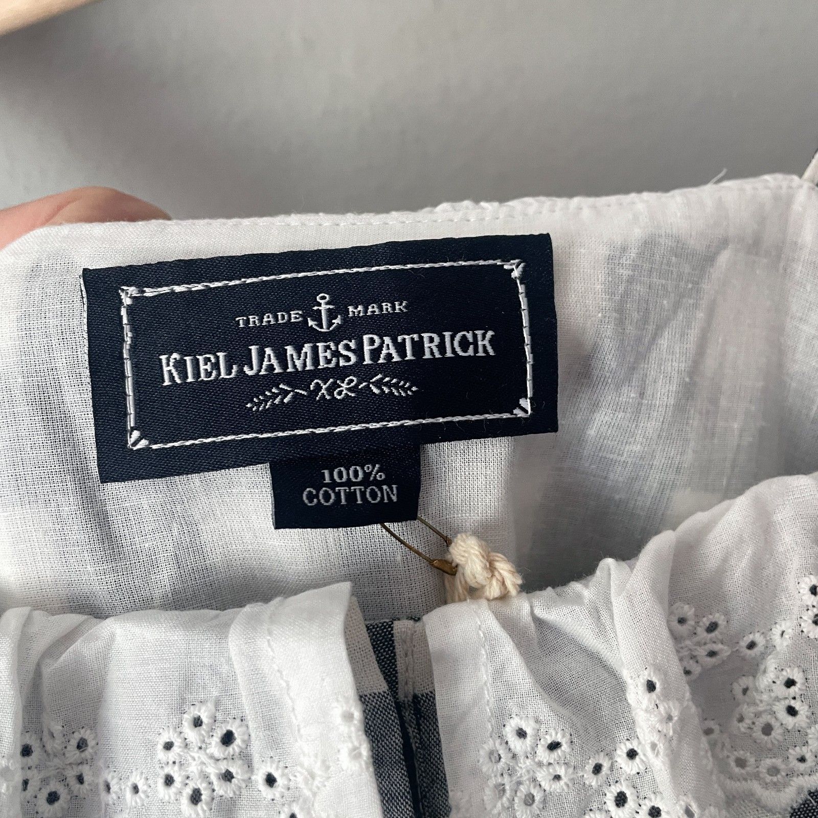 Kiel James Patrick Gingham Eyelet Lace Trim Cotton Dress Size Xl Sleeveless Nwt — image 6 of 8
